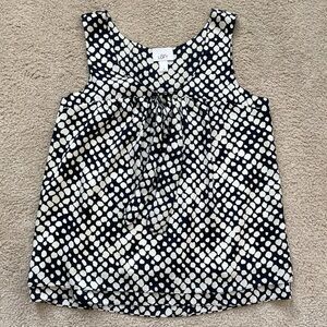 LOFT White and Black Pattern Sleeveless Blouse